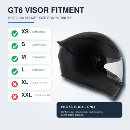 GT6-Style Replacement Visor for AGV Helmets